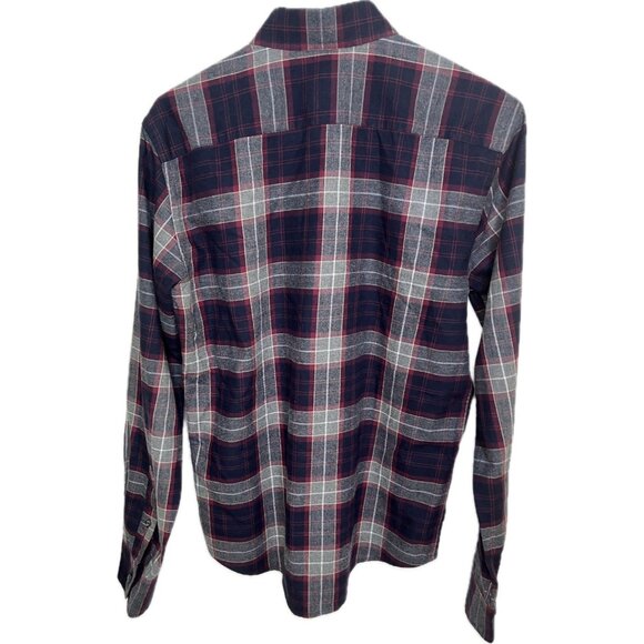 UnTucklt Men’s Long Sleeve Button Plaid Flannel Shirt Slim Fit Red Blue XS - Picture 3 of 9